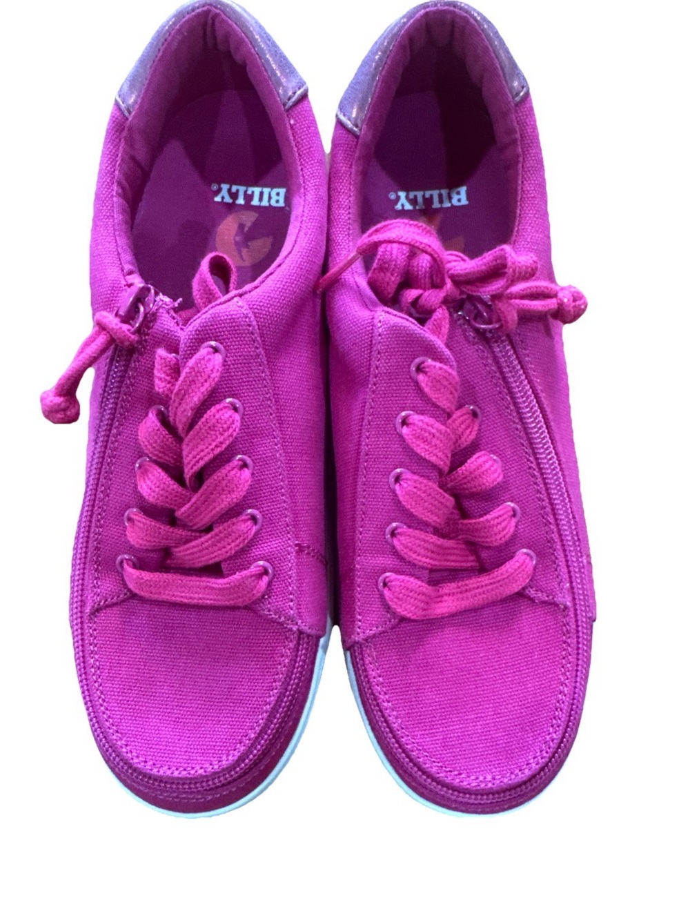 BILLY Footwear Women’s Adaptive Low Top Sneaker Pink Canvas Zipper Size 7